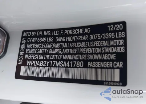 2021 Porsche Taycan 4S из США, поврежденный, VIN WP0AB2Y17MSA41780